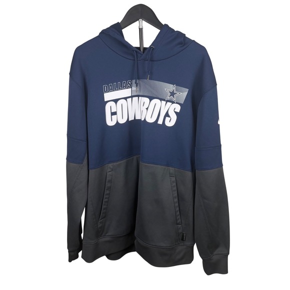 Nike Other - Nike NFL Dallas Cowboys Dri-FIT Hoodie Mens XL Navy Grey Colorblock Sweatshirt